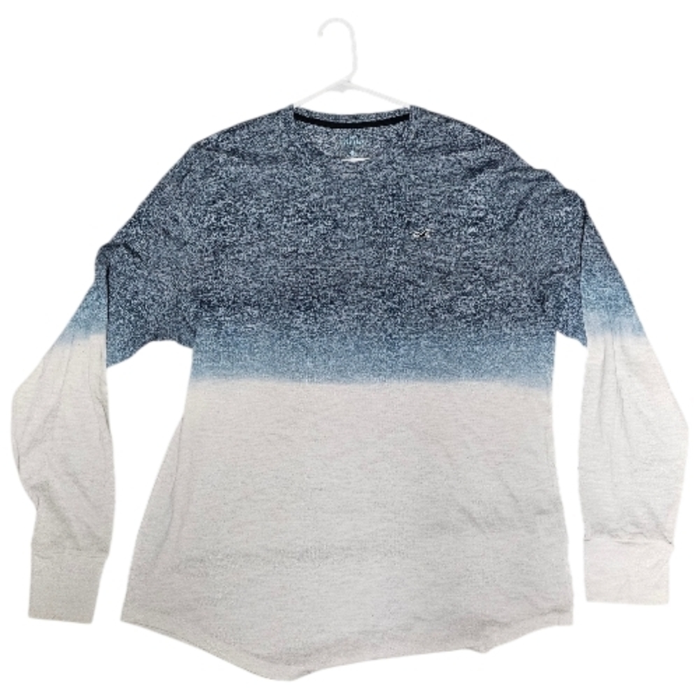 Hollister Heathered Navy and Light Blue Crew Tee